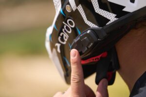 cardo venture helmet communication integration close up